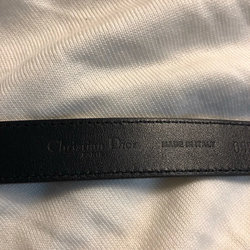Dior Black Leather Belt with Gold Buckle - Picture 2 of 3